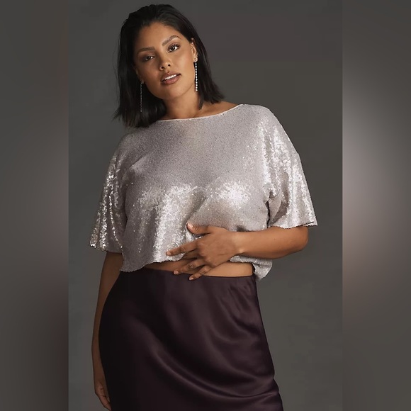 Anthropologie Sequin Cropped Tee (Size M) (NEW with tags). - Picture 5 of 7